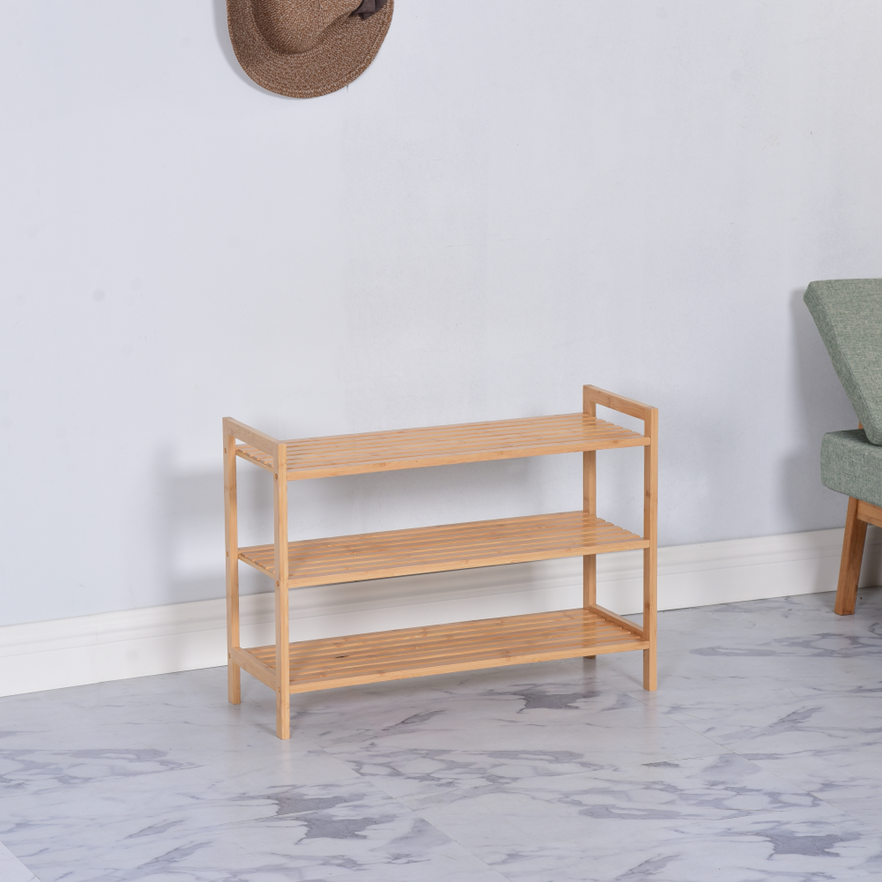 Pantofar KRENO, bambus lacuit, lemn, 70x26x50 cm