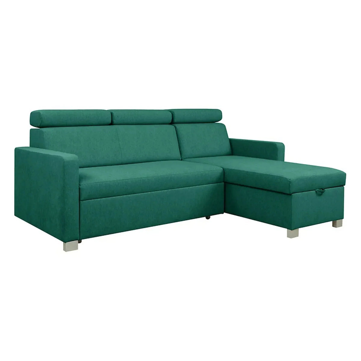 Coltar extensibil BRICO, universal, stofa catifelata verde - Element 20, cu lada depozitare, 204x168x99 cm