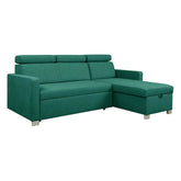 Coltar extensibil BRICO, universal, stofa catifelata verde - Element 20, cu lada depozitare, 204x168x99 cm