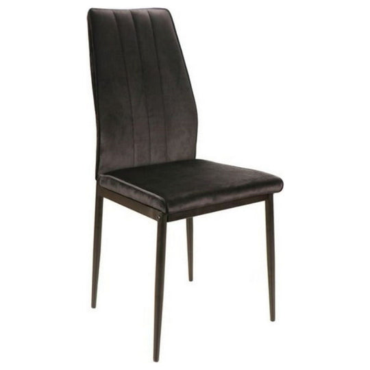 Scaun ATOM, stofa catifelata neagra/negru mat, 44x39x93 cm