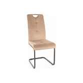 Scaun AXO, stofa catifelata bej/negru, 43x47x101 cm