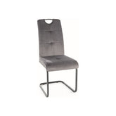Scaun AXO, stofa catifelata gri/negru, 43x47x101 cm