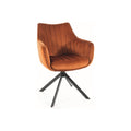Scaun living rotativ AZALIA, stofă catifelata/metal, caramiziu/negru, 61×44×86 cm