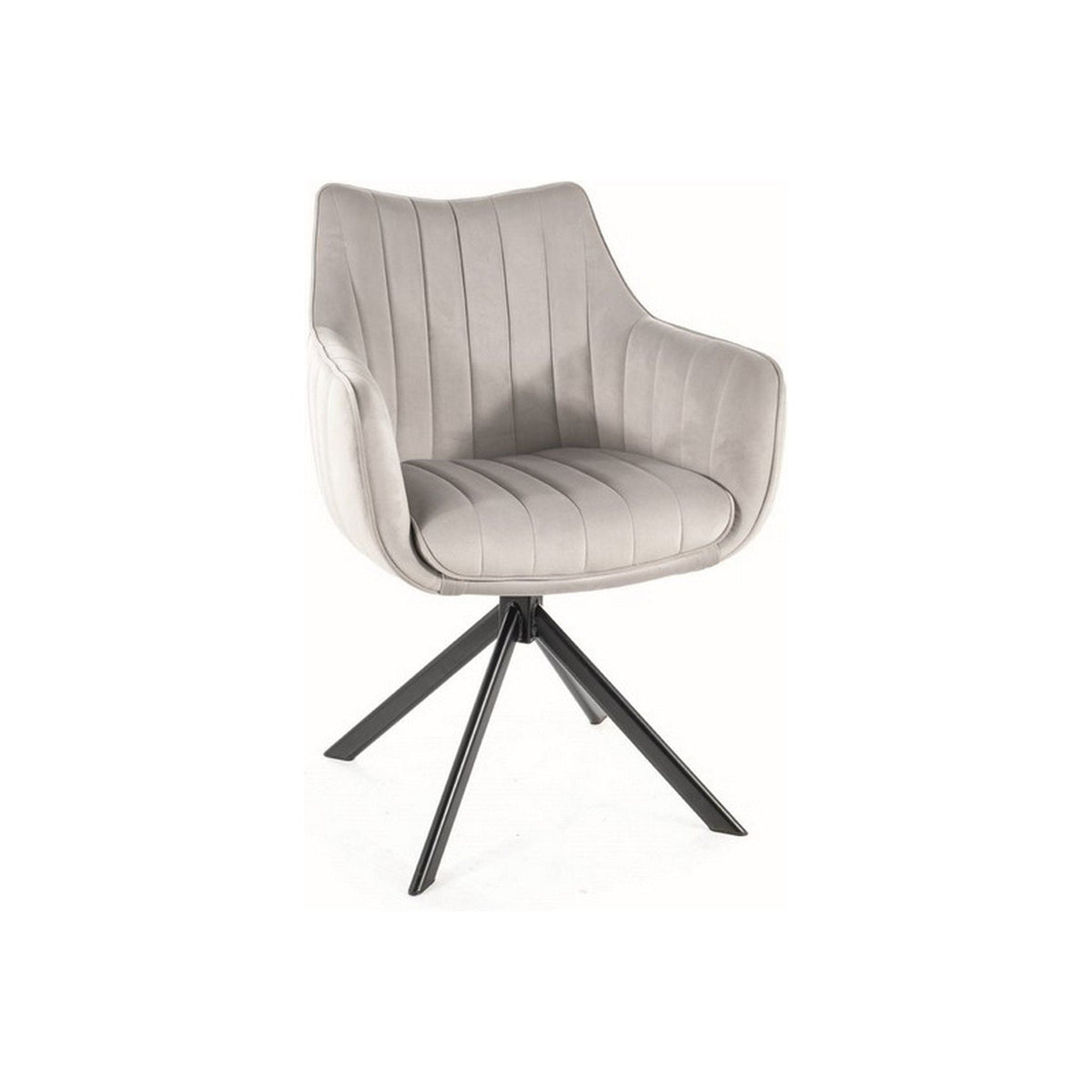 Scaun rotativ AZALIA, stofa catifelata gri deschis, 61x44x86 cm