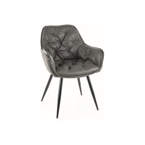 Scaun CHERRY, piele ecologica gri, 57x58x87 cm