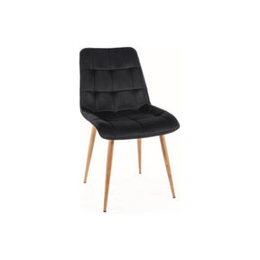 Scaun CHIC D, negru/stejar, stofa catifelata/metal, 50x43x88 cm
