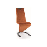 Scaun H090, stofa catifelata caramizie/negru, 43x45x102 cm