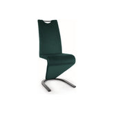 Scaun H090, stofa catifelata verde/negru, 43x45x102 cm