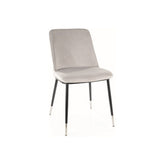 Scaun JILL, stofa catifelata gri deschis/negru, argintiu, 48x44x85 cm