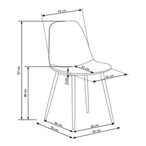 Scaun tapitat K417, galben, stofa catifelata, 44x56x87 cm