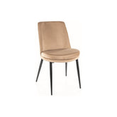Scaun KAYLA, stofa catifelata bej/negru, 49x46x84 cm