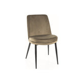 Scaun KAYLA, stofa catifelata verde olive/negru, 49x46x84 cm