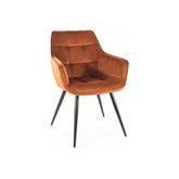 Scaun LILIA, stofa catifelata caramizie, 59x45x90 cm