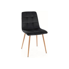 Scaun MILA D, stofa catifelata neagra/stejar, 45x41x86 cm