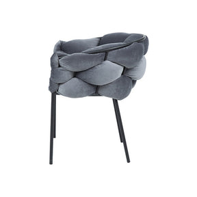 Scaun NORTE, stofa catifelata gri/negru, 76x40x75 cm
