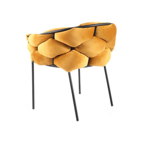 Scaun NORTE, stofa catifelata galben mustar/negru, 76x40x75 cm