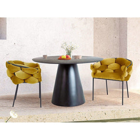 Scaun NORTE, stofa catifelata galben mustar/negru, 76x40x75 cm