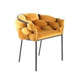 Scaun NORTE, stofa catifelata galben mustar/negru, 76x40x75 cm