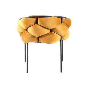 Scaun NORTE, stofa catifelata galben mustar/negru, 76x40x75 cm