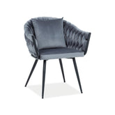 Scaun NUVO, stofa catifelata gri/negru, 62x47x86 cm