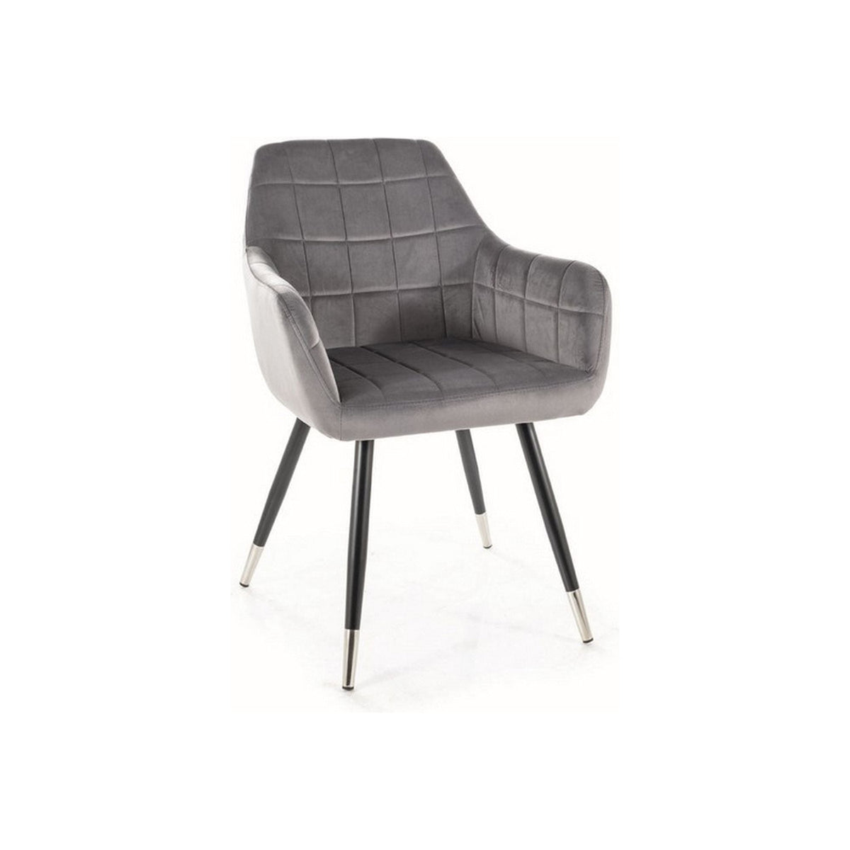 Scaun NUXE, stofa catifelata gri/negru, argintiu, 56x42x83 cm