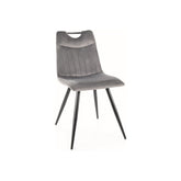 Scaun ORFE, stofa catifelata gri/negru, 45x40x86 cm