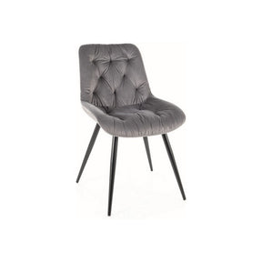 Scaun PRAGA, stofa catifelata gri/negru, 49x43x84 cm
