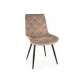Scaun RALPH, stofa catifelata bej/negru, 51x42x88 cm