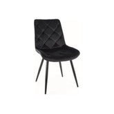 Scaun RALPH, stofa catifelata neagra/negru, 51x42x88 cm