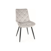 Scaun RALPH, stofa catifelata gri deschis/negru, 51x42x88 cm