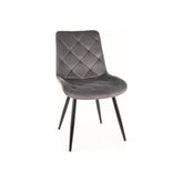 Scaun RALPH, stofa catifelata gri/negru, 51x42x88 cm