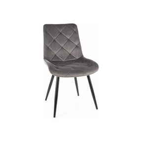 Scaun RALPH, stofa catifelata gri/negru, 51x42x88 cm