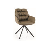 Scaun rotativ SPELLO, piele ecologica verde olive, 58x41x85 cm