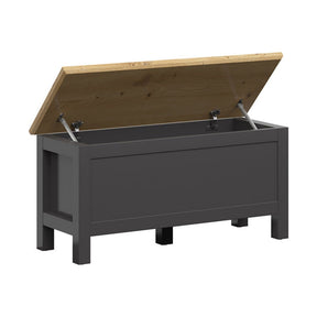 Banca HESEN, gri grafit/stejar artizanal, PAL, 100x39x47 cm
