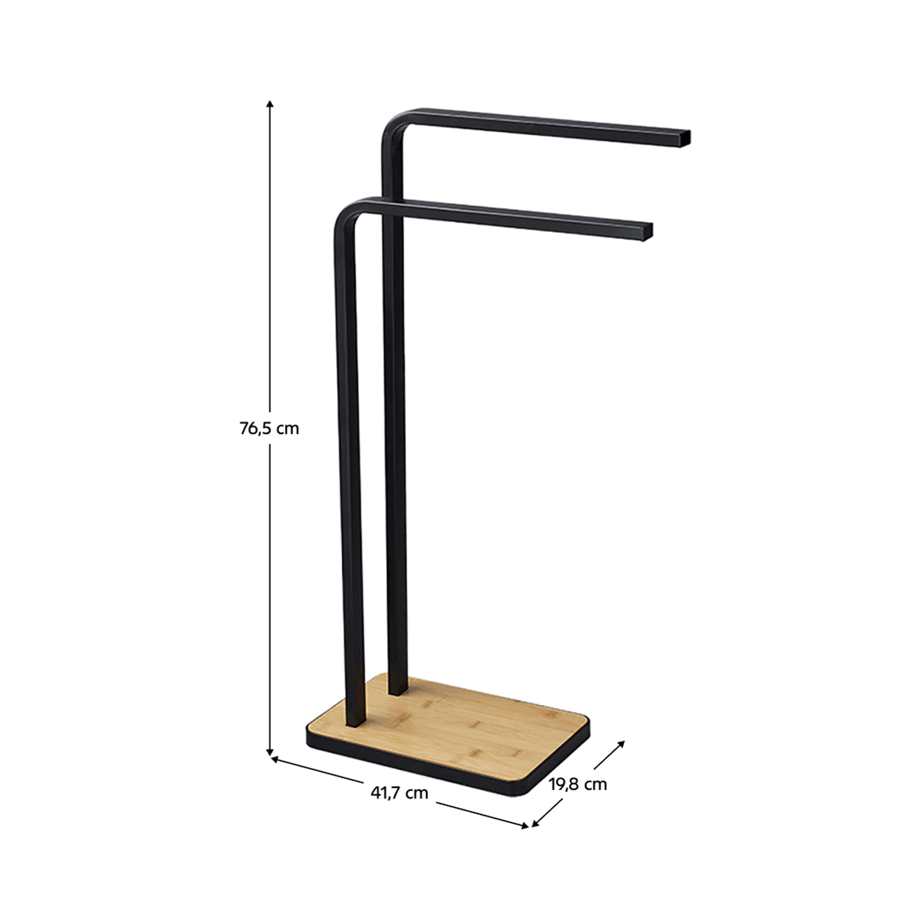 Stander prosoape LABAV, negru, metal/lemn, 20x42x77 cm