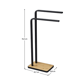 Stander prosoape LABAV, negru, metal/lemn, 20x42x77 cm