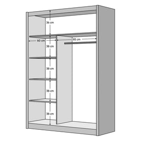 Dulap LADDER, negru/stejar craft, PAL melaminat, 150x61x215 cm