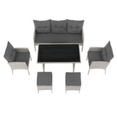 Set mobiler gradina LALEN, gri deschis/gri inchis, ratan sintetic/metal/sticla temperata