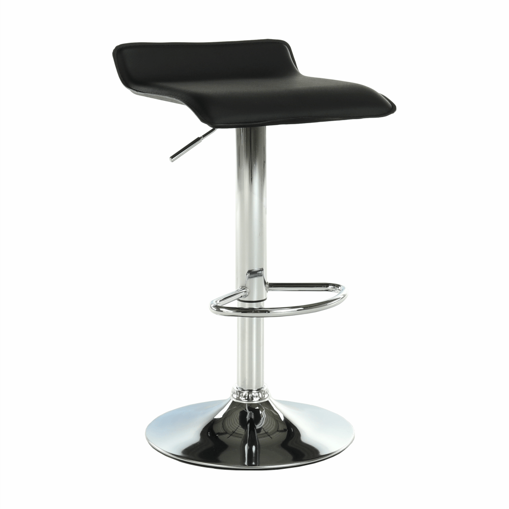 Scaun bar LARIA NEW, negru/crom, piele ecologica/metal, 37x39x64/85 cm