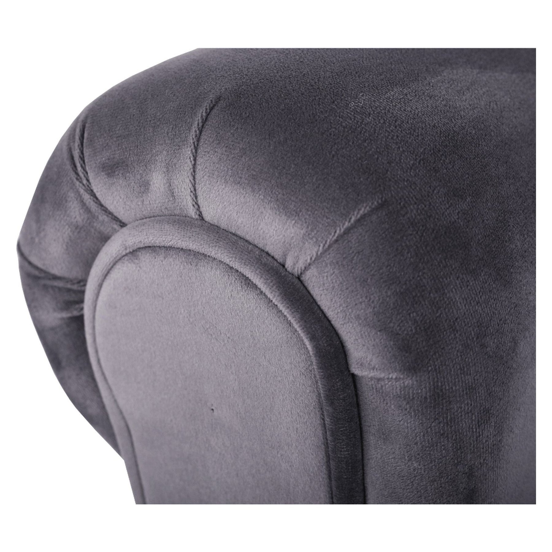 Bancuta BURDA, stofa catifelata/lemn, gri inchis/negru, 100x30x56 cm