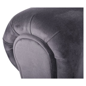 Bancuta BURDA, stofa catifelata/lemn, gri inchis/negru, 100x30x56 cm