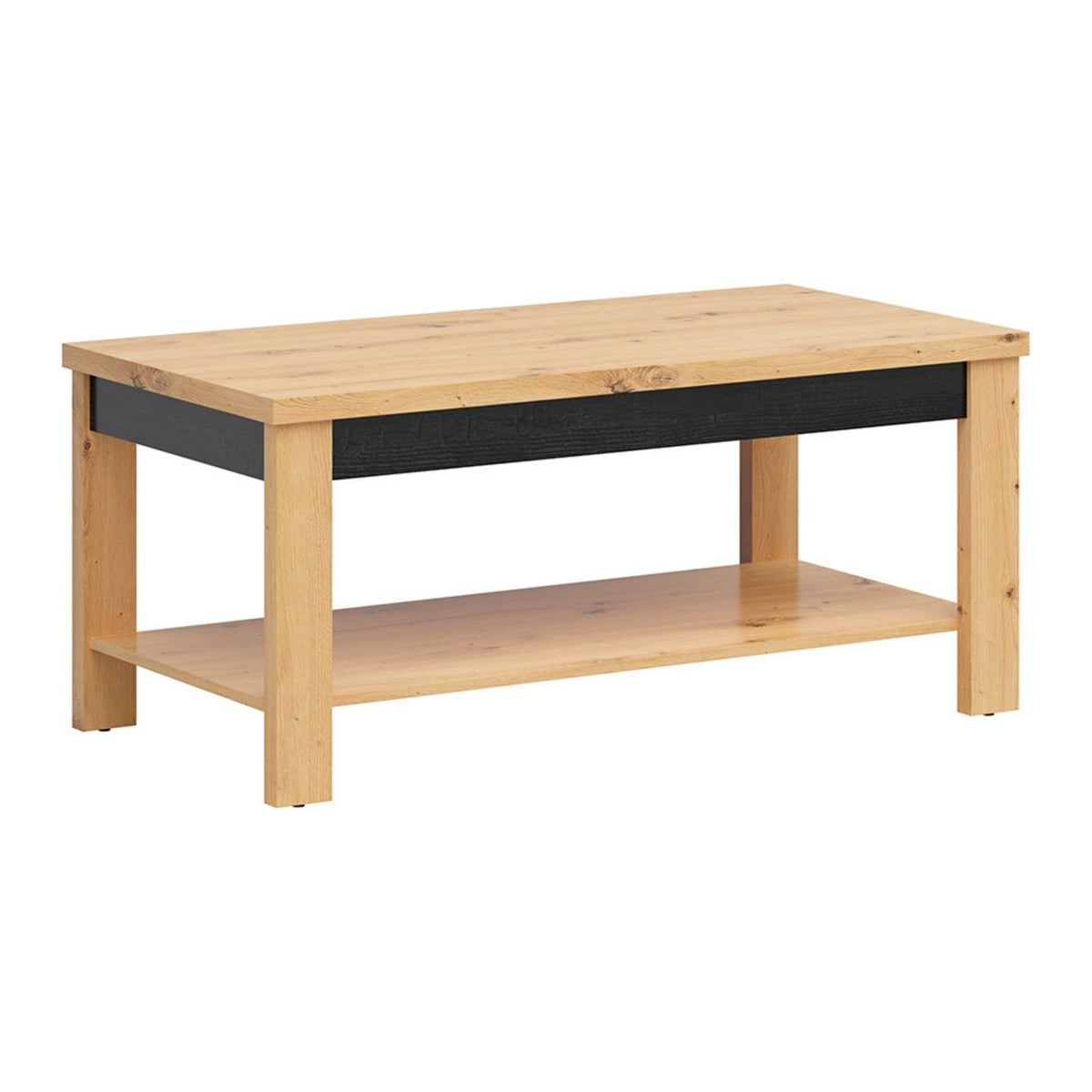Masuta cafea OSTIA, stejar artizanal/negru, PAL, 117x58x52 cm