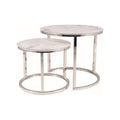 Set 2 masute de cafea ATLANTA B II, sticla/metal, alb/crom