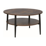Masuta de cafea ELLA A, maro rustic/negru mat, PAL/metal, 80x45 cm