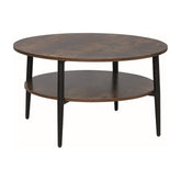 Masuta de cafea ELLA A, maro rustic/negru mat, PAL/metal, 80x45 cm