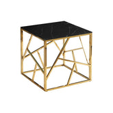 Masuta cafea ESCADA B II, negru/auriu, sticla/otel, 55x55x55 cm