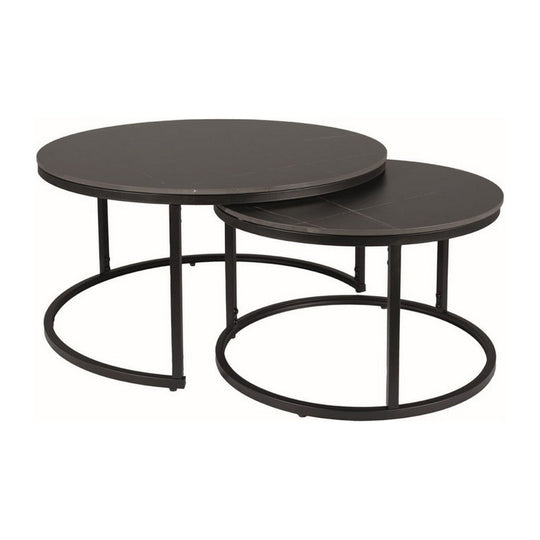 Set 2 masute cafea FERRANTE D, negru mat, ceramica/metal