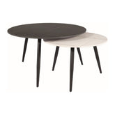 Set 2 masute cafea KORA A, alb mat/negru mat, ceramica/metal
