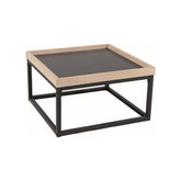 Masuta cafea LAGOS B, stejar/negru, PAL/metal, 53x53x30 cm