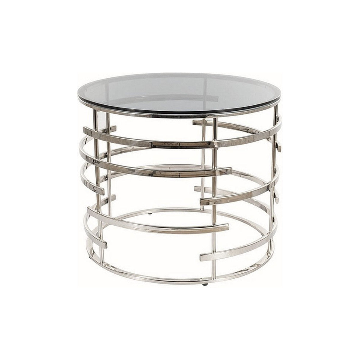 Masuta cafea LIVIA, sticla fumurie/metal argintiu, 60x50 cm